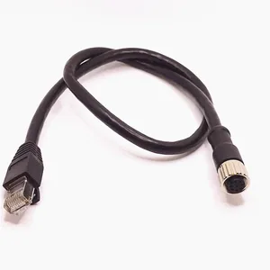 Conector de Cable de molde hembra de código A RJ45, Conector de 8 pines para aplicación Industrial con longitud de 1M