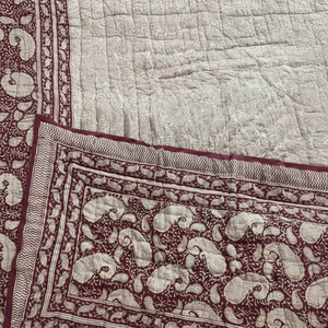 Best Rajasthani Design Cotton Block Print <b>Quilted</b> Luxury Oversized <b>Throw</b> Blanket Soft <b>Bed</b> Coverlet Cotton Fabric Dress making - Product Image 1