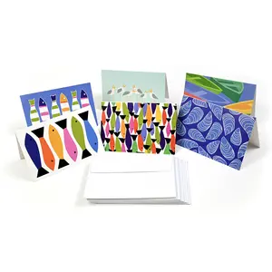 Cartões de agradecimento dobrados por atacado, cartão impresso personalizado, conjunto de cartões com caixa e envelope