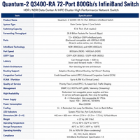 Commutateur réseau haute performance Quantum-2 Q3400-RA 72 ports 800 Gb/s InfiniBand HDR/NDR pour centre de données, IA et cluster HPC