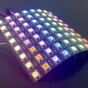 WS2812B lampu Panel <span class=keywords><strong>LED</strong></span> RGB matriks DC 5V, <span class=keywords><strong>8x8</strong></span> 16x16 8x32 WS2812 layar matriks <span class=keywords><strong>Led</strong></span> DIY dapat diprogram piksel individual - Product Image 1