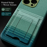 Étui de téléphone antichoc 2-en-1 de luxe en TPU+PC gaufré avec fente pour cartes et rangement portable pour cartes, compatible 15/17 Pro Max