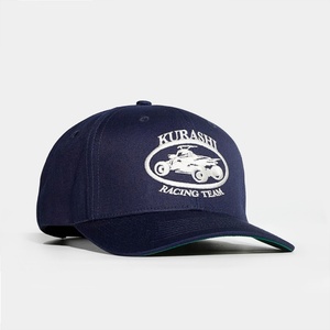 Casquettes personnalisées en coton bleu marine structurées à 6 panneaux avec logo brodé plat, casquettes snapback - Product Image 4