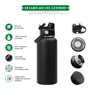 Bouteille d'eau isotherme en acier inoxydable 304 de 32 oz avec double couvercle anti-fuite, revêtement poudré, isolation sous vide en cuivre, sans BPA, idéale pour la gym - Product Image 6
