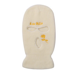 カスタム刺繍ローズロゴ女性ニットバラクラバ3穴フルフェイスキーマスク冬暖かいバラクラバ - Product Image 4