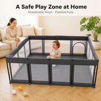 Parc de jeu pliable en acier inoxydable pour bébé, tout-petit et enfant, avec verrou de sécurité, pliage en un clic, portable, intérieur/extérieur, 150x200CM