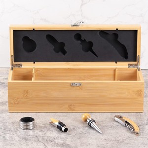 Besery rượu vang bằng gỗ hộp với 4 cái phụ kiện rượu vang Tre hộp rượu với các công cụ thiết lập có thể tùy chỉnh logo - Product Image 5