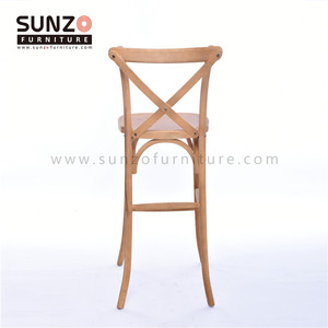 Tabouret classique en bois de chêne massif, <span class=keywords><strong>chaise</strong></span> de café à dossier croisé - Product Image 6