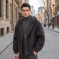 Veste en tricot à capuche pour homme, manteau en tricot torsadé, vêtements d'extérieur décontractés pour l'automne et l'hiver
