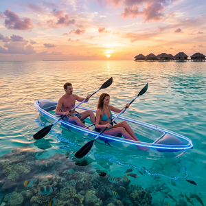 Kayak transparent en cristal WOLANG, canoë à fond transparent en PC avec lumières LED pour les excursions touristiques en station, 2 personnes, 3m - Product Image 1