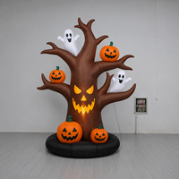 Arbre gonflable LED d'Halloween, décoration extérieure 3D imperméable avec fantôme et citrouille