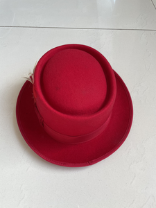 Chapeau Fedora en feutre classique unisexe R183 100% laine avec logo personnalisé, bord court, rouge, <span class=keywords><strong>Porkpie</strong></span> pour hommes - Product Image 4