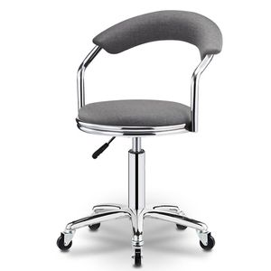 Silla de Barbero Rodante Ajustable, Tapizada en Rojo, Taburete de Salón con Base de Metal, Asiento para Estudio de Peluquería - Product Image 2