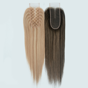 ท็อปเปอร์ผมแท้ 100% จากยุโรป สีบลอนด์ไฮไลท์  ฐานลูกไม้  ถักด้วยมือ  ฐานโมโน  สำหรับผู้หญิง - Product Image 5