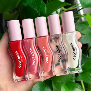 Gloss à lèvres en verre incurvé avec bouchon rose, emballage personnalisé, tube <span class=keywords><strong>de</strong></span> gloss à lèvres <span class=keywords><strong>de</strong></span> forme spéciale, marque privée - Product Image 2