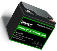 Baterai Lithium Ion LiFePO4 12V 20Ah Biterson 3000 Siklus Dilengkapi Smart BMS untuk Troli Golf Listrik Energi Surya Garansi 2 Tahun