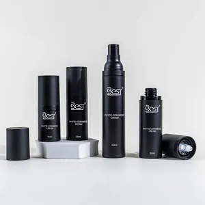 Flacon de shampoing en plastique noir pour homme 15ml 30ml flacon en plastique fin flacon fond de teint cosmétique pour homme avec bouchon de pompe pulvérisateur