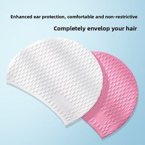 Bonnet de bain unisexe en gel de silicone, imperméable, confortable, non-compressif, avec logo imprimé, pour adultes, transfrontalier - Product Image 4