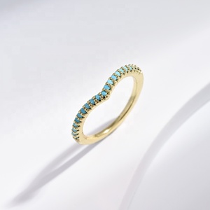 factory price plata 925 <b>silver</b> blue zircon open <b>ring</b> everyday wear gold plated summer Turquoise simple <b>stacking</b> girls <b>rings</b> - Product Image 3