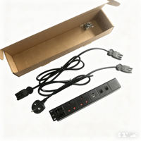 Module d'alimentation sous bureau UK avec 2 prises UK, double USB Type-C PD à charge rapide, ports de données RJ45 – Multiprise modulaire pour bureau