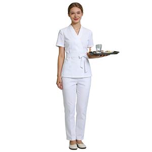 Conjuntos de Uniformes Médicos Clásicos y Elegantes con Cuello en V y Manga Corta, Transpirables y Cómodos para Uso Hospitalario, Personalizables para Fisioterapeutas - Product Image 1