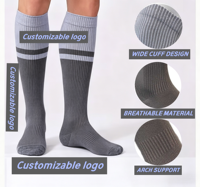 Chaussettes de compression montantes sur mesure OEM de haute qualité en coton, nylon et élasthanne, respirantes, pour le soutien de la circulation, la course et les voyages