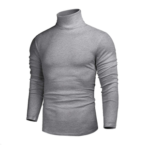 Otoño Invierno OEM de algodón personalizado de los hombres de estilo básico de cuello alto de punto liso suéter de manga larga jerséis para hombres - Product Image 6