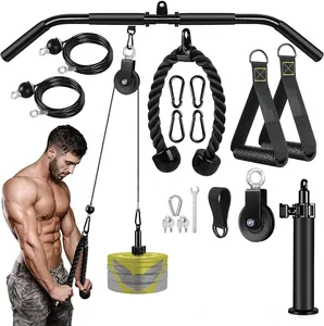 Home Pulldown Cable Pulley System with Silent Pulley, Tricep Rope Home Gym Equipment for LAT Pulldown and Triceps Extension