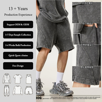 Shorts de sport amples en molleton 100 % coton délavé à l'acide, style vintage, tendance, pour homme – Vêtements d'extérieur décontractés d'été