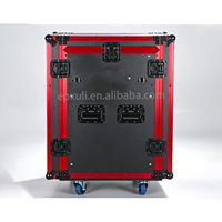 Valise de transport 12+4U à trois portes, monocouche, avec roues de 3 pouces, deux plateformes latérales et cadre de levage, pour équipements audio, avec logo personnalisé