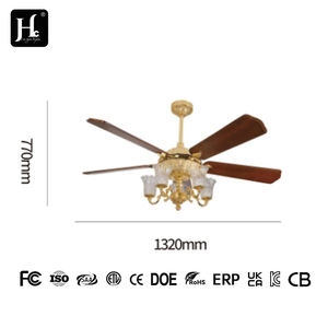 Ventilador de techo con luz para restaurante europeo, con control remoto, nuevo diseño de iluminación. - Product Image 3