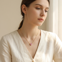 Collier pendentif solitaire géométrique en zircon taille trilène ZG Dainty, bijoux plaqués or avec pierre personnalisée