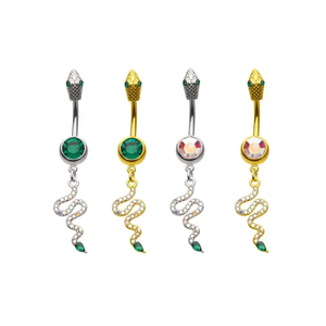 Nuovo Design 2026 <span class=keywords><strong>Piercing</strong></span> all'<span class=keywords><strong>Ombelico</strong></span> a Forma di <span class=keywords><strong>Serpente</strong></span> con Fiocco in CZ, Gioiello per il Corpo in Acciaio Inossidabile alla Moda per Donne e Uomini - Product Image 6