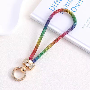 Elegante Pulsera de Metal con Diamantes de Imitación <span class=keywords><strong>para</strong></span> Teléfono Móvil, Correa de Reloj de Cristal Brillante, Pulsera Corta, Cordón <span class=keywords><strong>para</strong></span> Llaves - Product Image 6