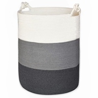 Grand panier à linge polyvalent Panier de rangement en corde tissée en coton Panier à linge sale avec chambre à coucher Salle de bain Salon