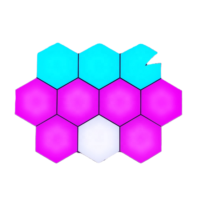 RGB Gaming LED Wall Panels Hexagon Shapes Modular Expansion Lights APP Control Touch Mode for Bedroom