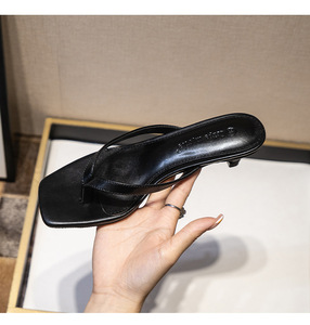 New <span class=keywords><strong>Kitten</strong></span> gót cho phụ nữ vuông Toe Dép Bò Da Flip Flop gót thong dép thoải mái mùa hè 4cm Gót dép - Product Image 6