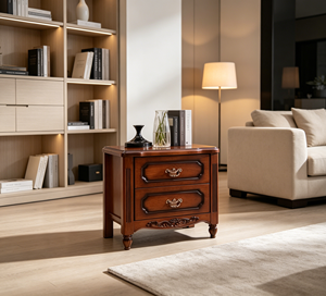Traditional Dark <b>Walnut</b> Wood Nightstand 2-Drawer Antique Turned Leg Bedroom Furniture Storage <b>Cabinet</b> - Product Image 3