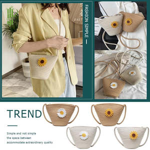 Cute Sunflower Design Mini Woven Shoulder Bag Kawaii Cotton Rope <b>Crossbody</b> <b>Phone</b> <b>Purse</b> for Girls & Kids Birthday Gift Handbag - Product Image 2
