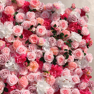 8 * 8ft rosa rosa <span class=keywords><strong>viola</strong></span> di simulazione della parete del fiore di celebrazione del matrimonio della carta di celebrazione della foto decorazione del fondo della foto - Product Image 6