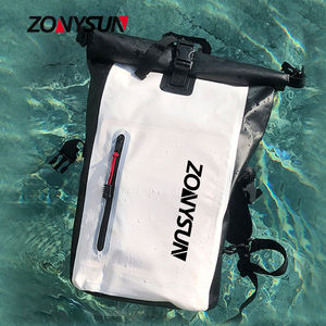 กระเป๋าเป้สะพายหลัง PVC สำหรับเดินป่า ท่องเที่ยว พิมพ์โลโก้ได้ กันน้ำ ผ้าใบกันน้ำ สำหรับตั้งแคมป์ แบบม้วนปิดปากกระเป๋า  กระเป๋าแห้งพับได้ กันน้ำ - Product Image 2