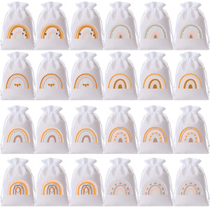 <b>Rainbow</b>-Themed Bohemian Style Linen Drawstring <b>Bag</b> Recyclable Jute Party Gift Packaging <b>Bag</b> Yiwu Design - Product Image 6