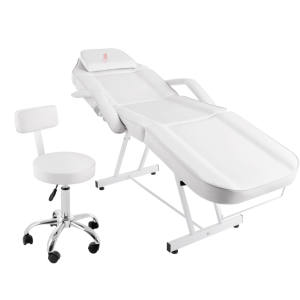 Blanco <span class=keywords><strong>Mesa</strong></span> De Masaje Con Banco Silla <span class=keywords><strong>Reclinable</strong></span> de Equipo De belleza Caliente - Product Image 1