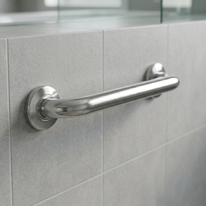 Barre d'appui murale en acier inoxydable, finition chrome poli, design minimaliste, barre de sécurité pour salle de bain, poignée antidérapante durable - Product Image 1
