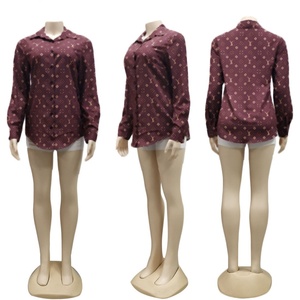 Blusa de Diseñador de Lujo con Estampado y Botones, Moda Otoñal, Mangas Largas, Cuello Camisero, Casual, Transpirable, Marcas Famosas - Product Image 5