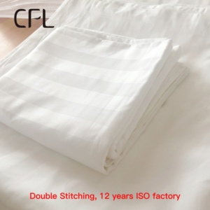 <span class=keywords><strong>Set</strong></span> di Biancheria da Letto di Lusso Stile Hotel 100% Cotone Raso a Righe Bianco per Hotel - Product Image 6