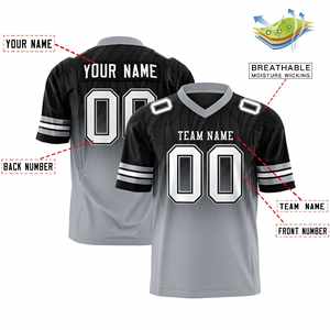 Maillot de football américain personnalisé à dégradé noir et gris, tendance, pour l'extérieur - Product Image 2