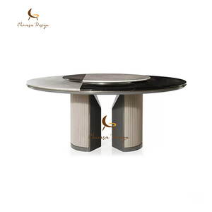 High-End Luxury <b>Marble</b> Texture <b>Top</b> Lazy Modern Light Round Dining Table for 12 Persons - Product Image 3