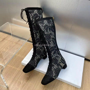 D mujeres bota carta logo <span class=keywords><strong>rosas</strong></span> con estrella perfecta jacquard bordado elegante bote alto marca famosa <span class=keywords><strong>botas</strong></span> de Vaqueros - Product Image 4