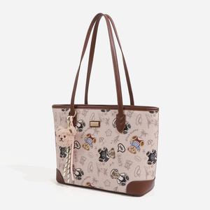 Borsa Tote da donna a spalla orsetto Design <span class=keywords><strong>Graffiti</strong></span> con fodera in poliestere PU cerniera personalizzabile per l'autunno estate - Product Image 2